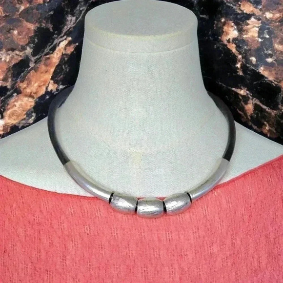 🆕️Handmade Silver Plated Statement Necklace Genuine Leather by Turkish Artisans - Picture 7 of 11